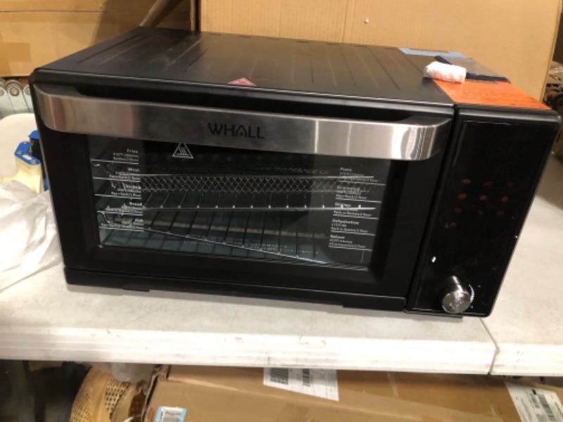 Photo 6 of **DAMAGE**SEE NOTES**
WHALL Toaster Oven Air Fryer, Max XL Large 30-Quart Smart Oven,11-in-1 Toaster Oven Countertop with Steam Function,12-inch Pizza,6 slices of Toast, 4 Accessories Included, Stainless Steel /1700W/BLACK