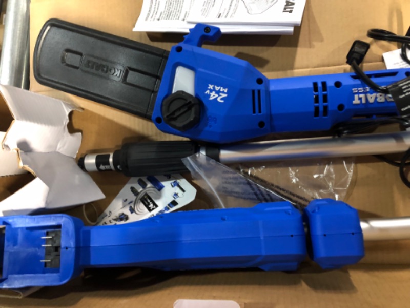 Photo 2 of ***BATTERY AND CHARGER ARE FUNCTIONAL - ELECTRIC SAW IS NOT***
Kobalt 24-Volt 8-in Cordless Electric Pole Saw 2 Ah (Battery Included and Charger Included)