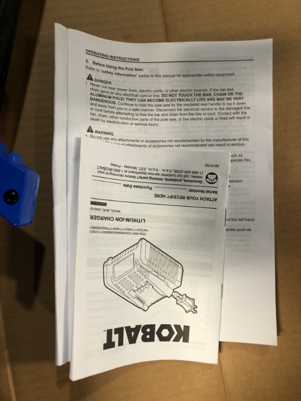 Photo 3 of ***BATTERY AND CHARGER ARE FUNCTIONAL - ELECTRIC SAW IS NOT***
Kobalt 24-Volt 8-in Cordless Electric Pole Saw 2 Ah (Battery Included and Charger Included)