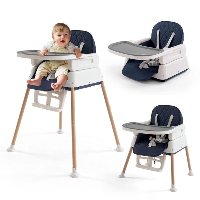 Photo 1 of 3 in 1 Baby High Chair, Portable High Chairs for Babies and Toddlers, Adjustable Convertible 