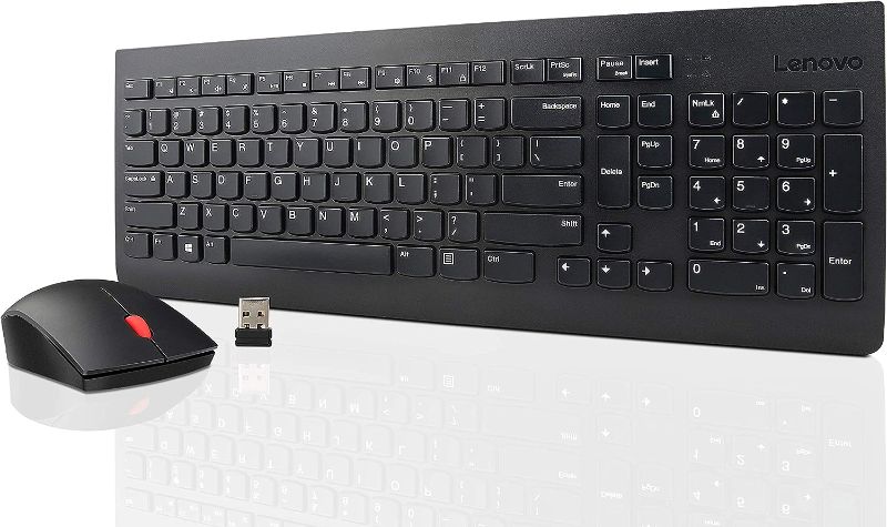 Photo 1 of Lenovo 510 Wireless Keyboard & Mouse Combo, 2.4 GHz Nano USB Receiver, Full Size, Island Key Design, Left or Right Hand, 1200 DPI Optical Mouse, GX30N81775, Black