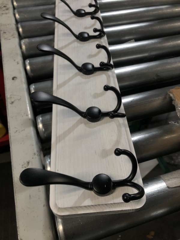 Photo 1 of **SEE NOTES/DAMAGED**
SKOLOO Rustic Large Wall Mounted Coat Rack: 38.3'' Long Coat Rack for Wall, Pine Solid Wood Wall Coat Rack Hook, Farmhouse Coat Hanger Wall Mount - 10 Hooks White Plate & Black Hook