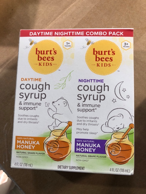 Photo 2 of Burt's Bees Kids Daytime and Nighttime Cough Syrup and Immune Support, Natural Grape Flavor, Dietary Supplement, 8 Fl Oz