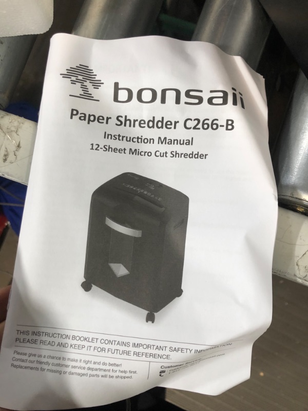 Photo 4 of Bonsaii 12-Sheet Micro Cut Shredders for Home Office, 60 Minute P-4 Security Level Paper Shredder for CD, Credit Card, Mails, Staple, Clip, with Jam-Proof System & 4.2 Gal Pullout Bin C266-B 1 2 Sheet-60Mins(New)