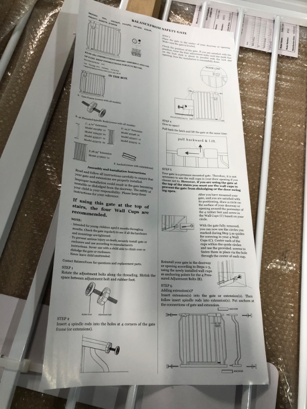 Photo 2 of BalanceFrom Easy Walk-Thru Safety Gate for Doorways and Stairways with Auto-Close/Hold-Open Features, Multiple Sizes, White 30-inch Tall, No Caps Fits 29.1 - 33.8" Wide