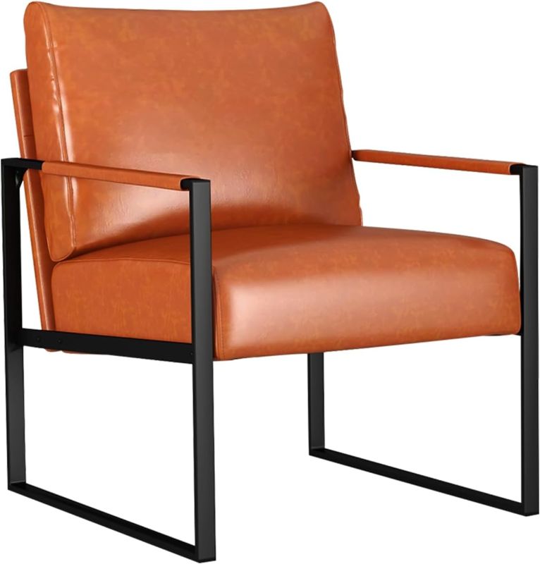 Photo 1 of ***DAMAGED - SLASHED - SEE PICTURES - HARDWARE MISSING***
Phoenix Home Modern PU Leather Accent Chair, Orange