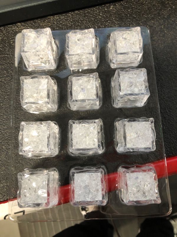 Photo 1 of Light Up Ice Cubes, 12/24/48/96 Pack Multi Color Led Ice Cubes for Drinks with Changing Lights, IP67 Waterproof Reusable Glowing Flashing Ice Cube for Club Bar Party Wedding Decor ICE CUBE-12 PCS