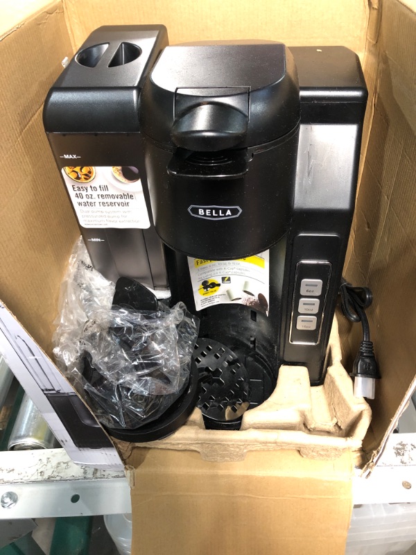 Photo 3 of ***POWERS ON - HEAVILY USED AND DIRTY - SEE PICTURES***
BELLA Single Serve Coffee Maker, Dual Brew K-Cup Pod or Ground Coffee, Black