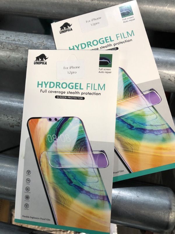 Photo 2 of (2x) Premium Hydrogel Film Screen Protector for iPhone 12 Pro, Non-Breakable Soft TPU Transparent Protective Screen Protector (iPhone 12 Pro)