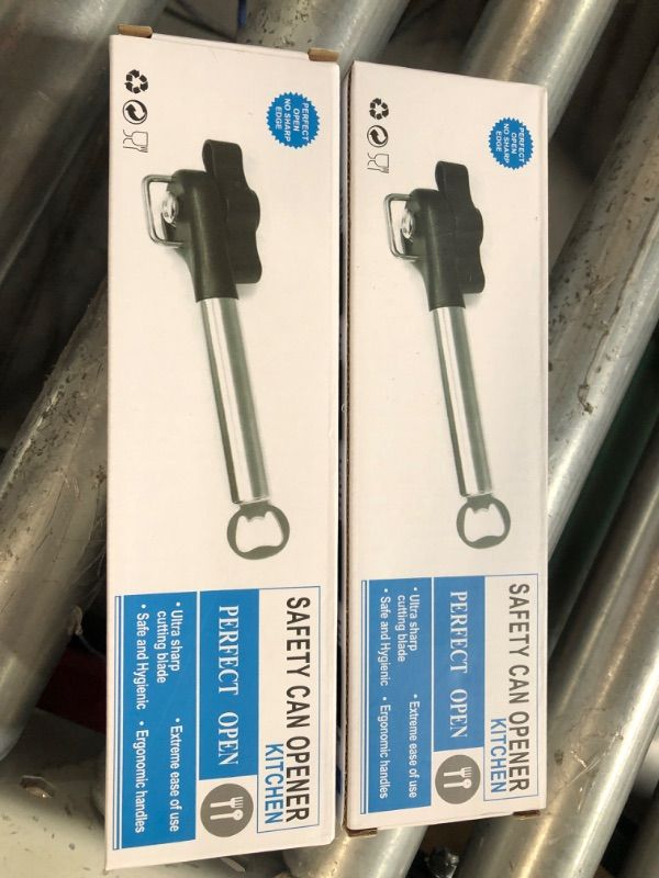 Photo 1 of (2x) Can Opener Manual Stainless Steel Handheld Heavy Duty Can Opener Smooth Edge Side-Cut Safety Kitchen Can Opener for Seniors with Arthritic Hands Perfect for Home Chefs and Restauraunts Black