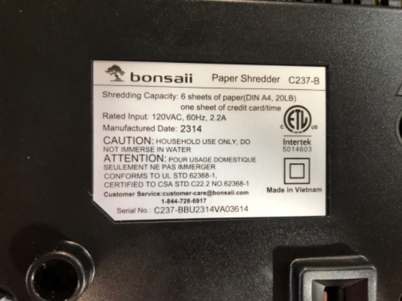 Photo 4 of USED - bonsaii Paper Shredder for Home Use