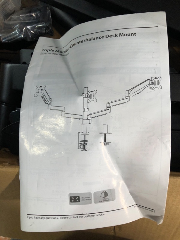 Photo 2 of MOUNT PRO Triple Monitor Desk Mount - Articulating Gas Spring Monitor Arm,VESA 75x75, 100x100