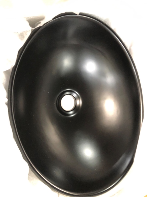 Photo 5 of Black Oval Bathroom Sink with Faucet and Drain Combo-Bokaiya 16" L x 13" W Matte Black