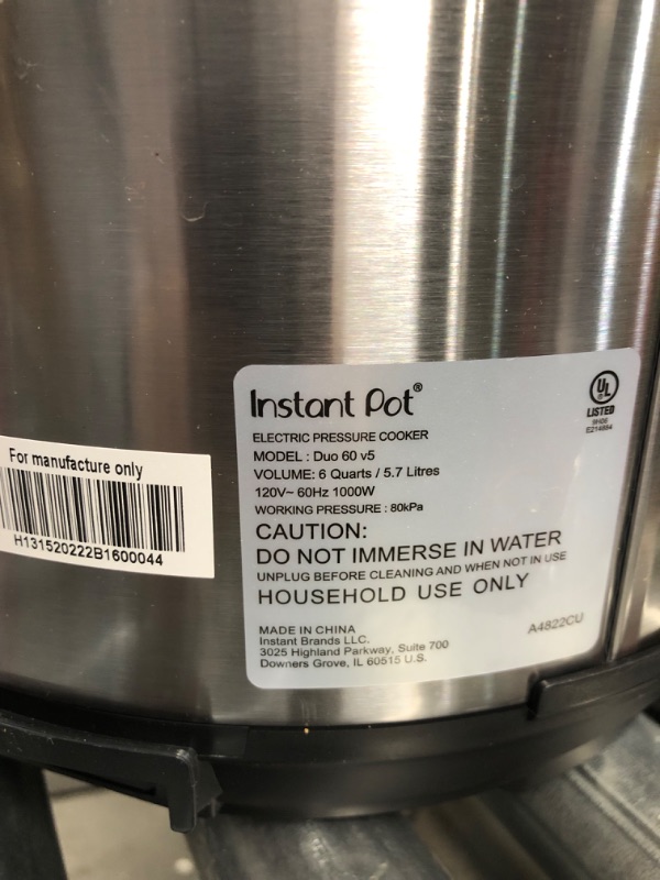 Photo 7 of ***MISSING PARTS - DIRTY - SEE NOTES***
Instant Pot Duo 7-in-1 Electric Pressure Cooker, 6QT