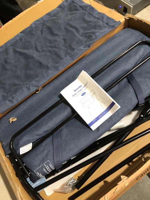 Photo 4 of * used * incomplete * sold for parts * 
Infant Changing Table with Changing Pad, Changing Table Portable Pad Nursery Furniture Baby Changing Station, Navy Blue