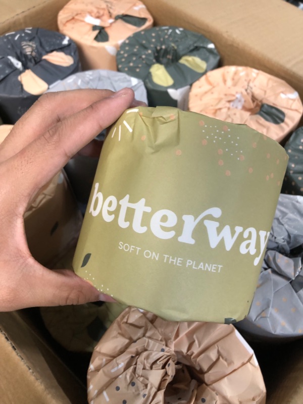 Photo 2 of Betterway Bamboo Toilet Paper 3 PLY - Eco Friendly, Sustainable Toilet Tissue - 24 Double Rolls & 360 Sheets Per Roll - Septic Safe - Organic, Plastic Free, Compostable & Biodegradable - FSC Certified 24 Count (Pack of 1)