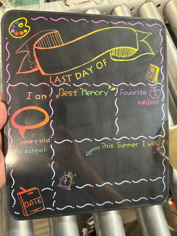 Photo 2 of First & Last Day of School Chalkboard, 10 x 12 Inch Double Sided Back to School Sign 