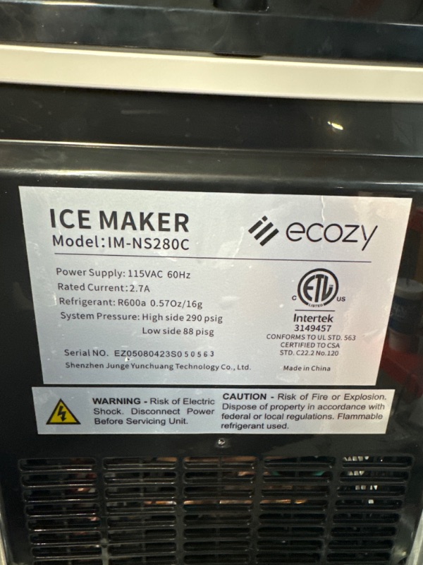 Photo 7 of **SEE NOTES**
ecozy Nugget Ice Maker Countertop - Chewable Pellet Ice Cubes