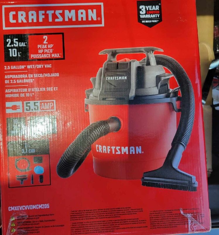 Photo 1 of * not functional * sold for parts * 
NEW Craftsman Vacuum Cleaner 2.5 Gallon 2 Peak HP Wet/Dry Vac