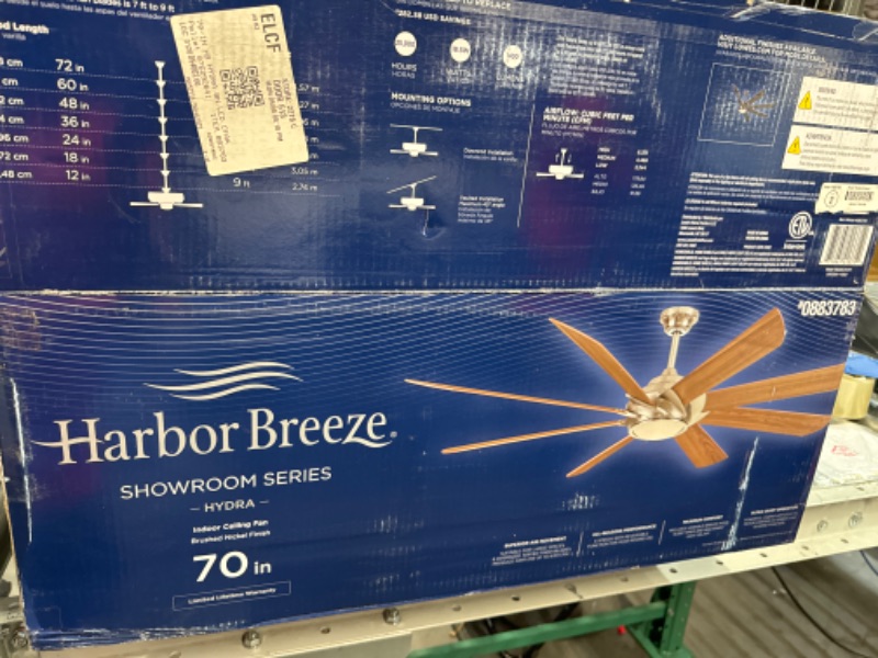 Photo 2 of **NON-REFUNDABLE-SEE COMMENTS** Harbor Breeze Hydra 70" Downrod Ceiling Fan with Light Kit and Remote (8-Blade)