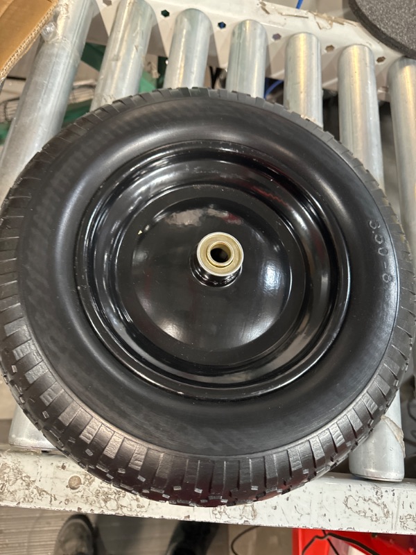 Photo 2 of 14.5" Wheelbarrow Tire, 3.50-8" Flat-free Solid Tire and Wheel with 5/8" Axle Bore Hole,