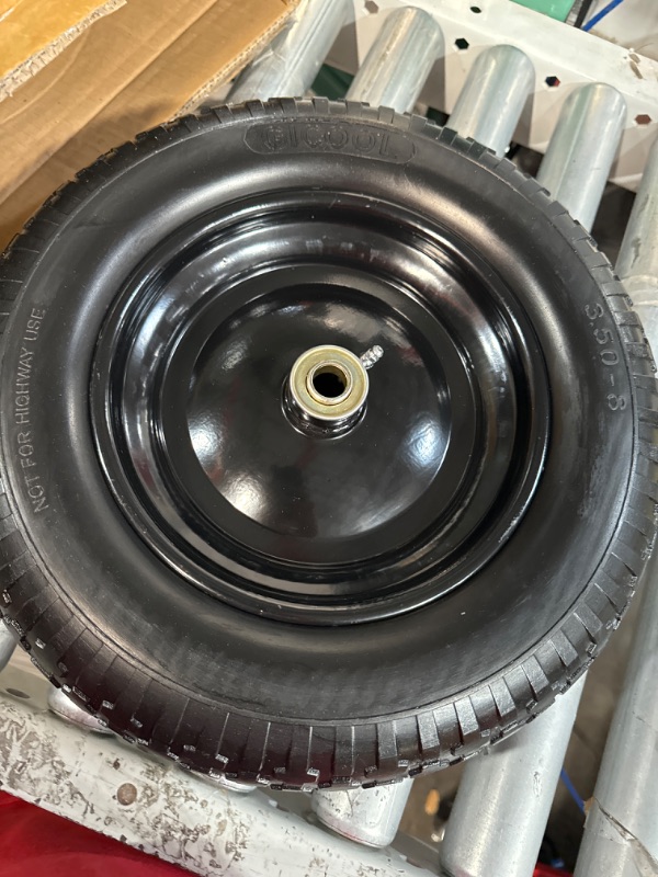 Photo 3 of 14.5" Wheelbarrow Tire, 3.50-8" Flat-free Solid Tire and Wheel with 5/8" Axle Bore Hole,