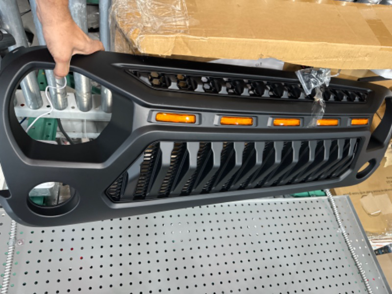 Photo 4 of * used item * good condition * 
Rongher Front Grill Goliath Grille For 2018-2022 Jeep Wrangler JL & Gladiator JT,w/Amber LED Lights, ABS (Matte Black)