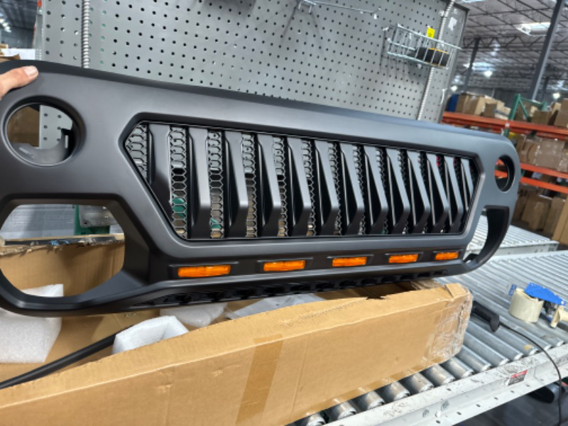 Photo 3 of * used item * good condition * 
Rongher Front Grill Goliath Grille For 2018-2022 Jeep Wrangler JL & Gladiator JT,w/Amber LED Lights, ABS (Matte Black)