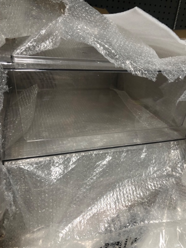 Photo 1 of mDesign Plastic Stackable Bathroom Storage Organizer Bin Containers with Front Pull Drawer for Bathroom Countertop, Vanity, Closet Shelves - Holder for Accessories - Lumiere Collection, 2 Pack, Clear 2 14 x 14 x 6