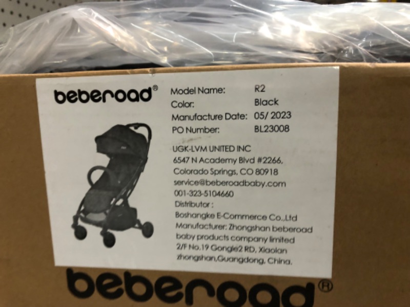 Photo 2 of Beberoad Love R2 Lightweight Compact Baby Stroller Foldable Travel Stroller for Baby Newborn Infant Toddler with Adjustable Backrest, Cup Holder, Storage Basket and UPF 50+ & Waterproof Canopy, Black