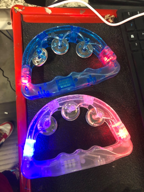 Photo 3 of 96 Pcs Light up Tambourines Musical LED Flashing Tambourine