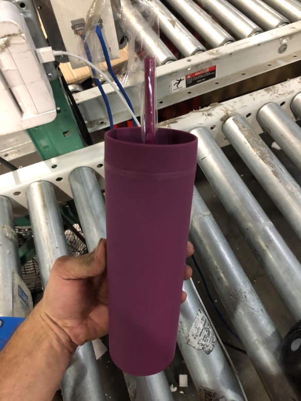 Photo 3 of 16oz reuseable purple mug with straw