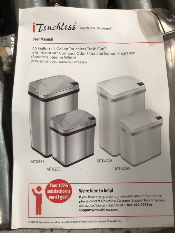 Photo 2 of **PARTS ONLY**
**NON REFUNDABLE NO RETURNS SOLD AS IS**
**READ NOTES BELOW**iTouchless Sensor Garbage Can Kitchen Wastebasket, 2.5 Gallon, Rectangular Stainless Steel 2.5 Gallon Rectangular Stainless Steel