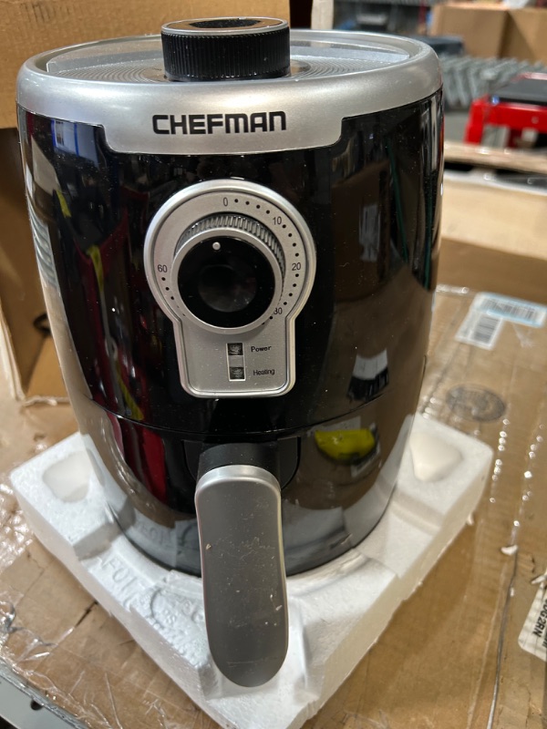 Photo 3 of **PARTS ONLY** Chefman Small Compact Air Fryer, 2 Qt Nonstick, Black