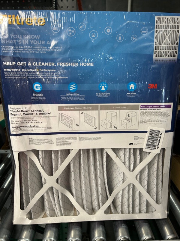 Photo 1 of Filtrete 20x25x5 Furnace Air Filter MPR 1550 DP MERV 12, (exact dimensions 19.56 x 24.19 x 4.69) 1 Count 
