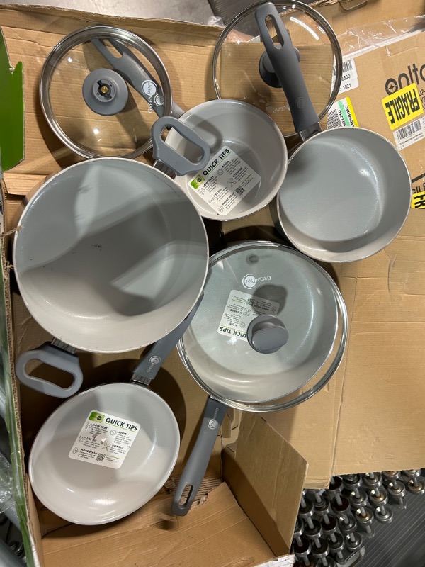 View 2 of GreenPan Dover Healthy Ceramic Nonstick, Cookware Pots and Pans Set, Grey