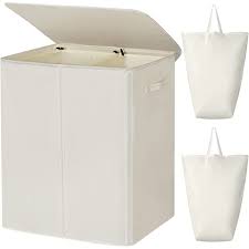 Photo 3 of * USED * 
WOWLIVE 115L Freestanding Laundry Hamper Divided Large Laundry Basket 2 Removeable Liner Bags Handles Collapsible Dirty Clothes Storage Basket XXL Waterproof Durable Clothes Hamper (Beige 2) 115L/Double Beige 2