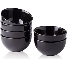 Photo 1 of  Stoneware Cereal Bowls Set for kitchen, 22oz Ceramic Deep Soup Bowls Set of 6, Black Bowls 