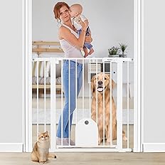 Photo 1 of  Extra Tall Baby Gate with Small Cat Door, 29.7"-40.6" Auto Close Baby Gate for Dogs and Kids, Easy Walk Thru