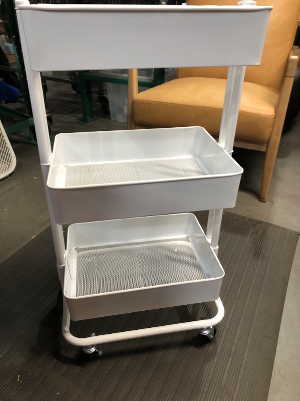 Photo 3 of 3-Tier Multifunctional Metal Organization Storage Rolling Utility Cart
