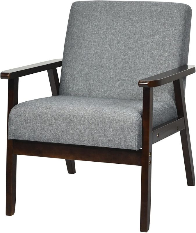 Photo 1 of **SEE NOTES/DAMAGED**
Clihome Solid Rubber Wood Fabric Accent Armchair Grey
