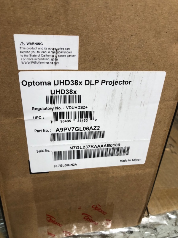 Photo 2 of ***SEE NOTES***Optoma UHD38x Bright, True 4K UHD Gaming Projector