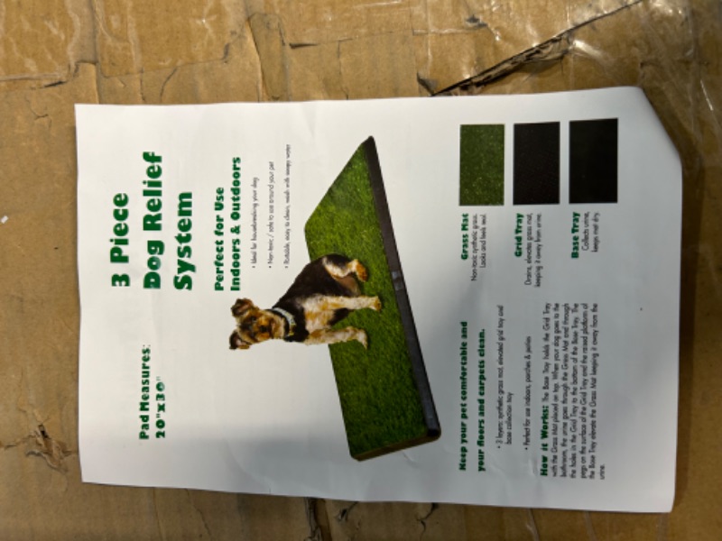 Photo 2 of Pet Potty Pad Artificial Grass Trainer, 3 Layered System Dog Pan Supply Pee Fake Grass 
(30 x 20 Grass with Tray)