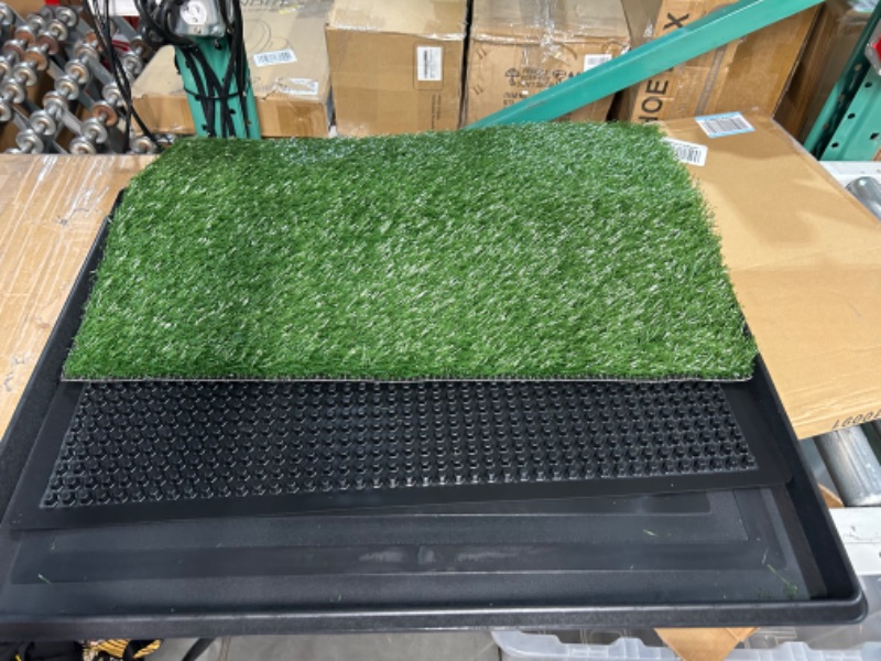 Photo 3 of Pet Potty Pad Artificial Grass Trainer, 3 Layered System Dog Pan Supply Pee Fake Grass 
(30 x 20 Grass with Tray)