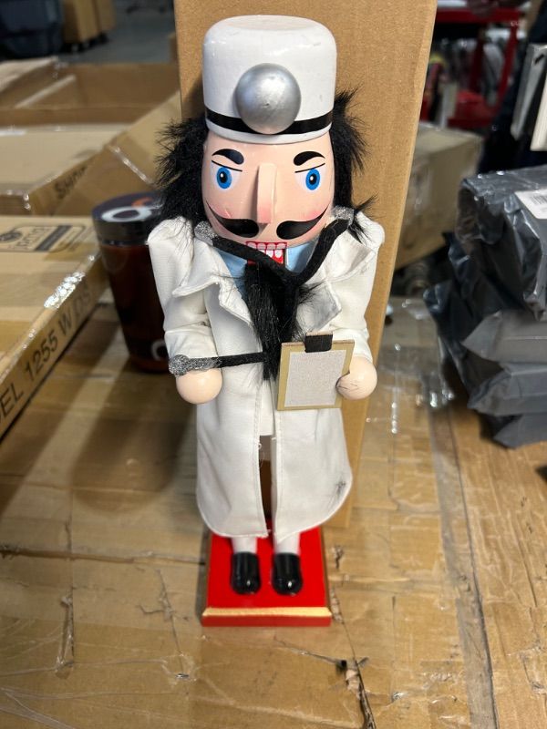 Photo 1 of **STOCK PHOTO FOR REFERENCE ONLY**
Clever Creations Doctor 15 Inch Traditional Wooden Nutcracker,  Doctor with Stethoscope, BLACK HAIR