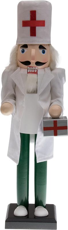 Photo 1 of **STOCK PHOTO FOR REFERENCE ONLY**
Clever Creations Doctor 15 Inch Traditional Wooden Nutcracker,  Doctor with Stethoscope, BLACK HAIR