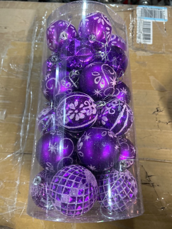 Photo 2 of **STOCK PHOTO FOR REFERENCE ONLY**
30Pcs 6cm/2.36” Christmas Tree Baubles Shatterproof Xmas Tree Decorations Christmas Balls  (Purple)