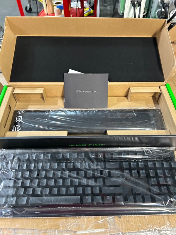 Photo 1 of *DOESNT TURN ON* Razer BlackWidow V4 Pro Wired Mechanical Gaming Keyboard: Green Mechanical Switches - Chroma RGB - Magnetic Wrist Rest Green Switches 