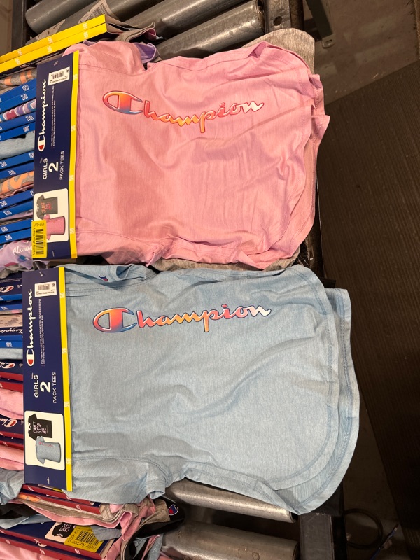 Photo 2 of Champion Girls Shirt All Day Performance Short Sleeve Tech Athletic Tee Shirt Top Kids Clothing
2 pack