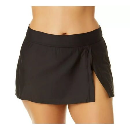 Photo 1 of Anne Cole Limited Edition Women S Banded Side Slit Skirted Swim Bottom (Black XL)
